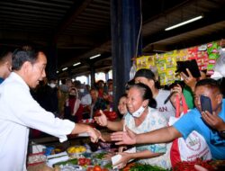 Presiden Jokowi Cek Harga dan Ketersediaan Bahan Pangan di Pasar Minggu